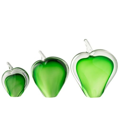 Lot De 3 Presse-papiers En Verre "malum" 24cm Vert