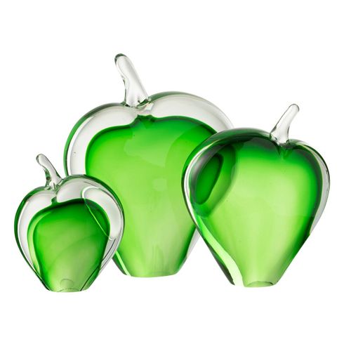 Lot De 3 Presse-papiers En Verre "malum" 24cm Vert