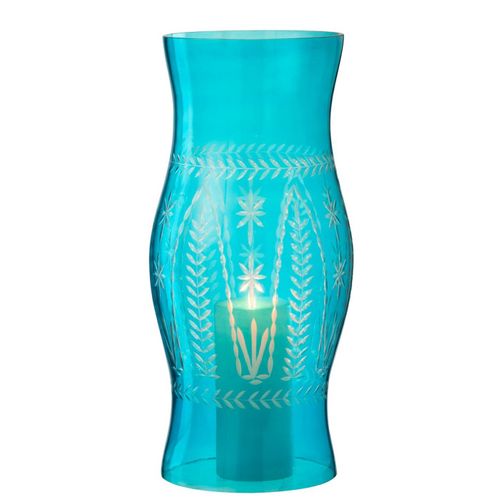 Photophore En Verre "tarifa" 50cm Bleu Azur