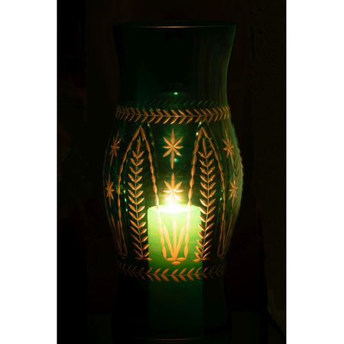 Photophore En Verre "tarifa" 50cm Bleu Azur