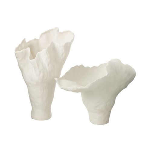 Vase Déco En Céramique "corolla" 51cm Blanc