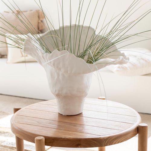 Vase Déco En Céramique "corolla" 51cm Blanc