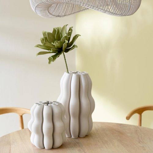 Vase Design En Céramique "naos" 25cm Beige