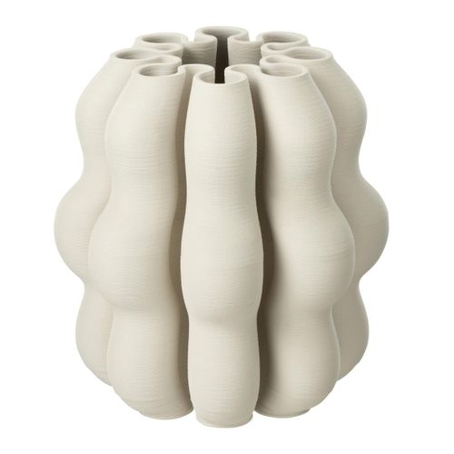 Vase Design En Céramique "naos" 25cm Beige