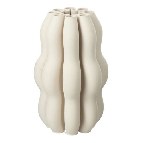 Vase Design En Céramique "naos" 40cm Beige