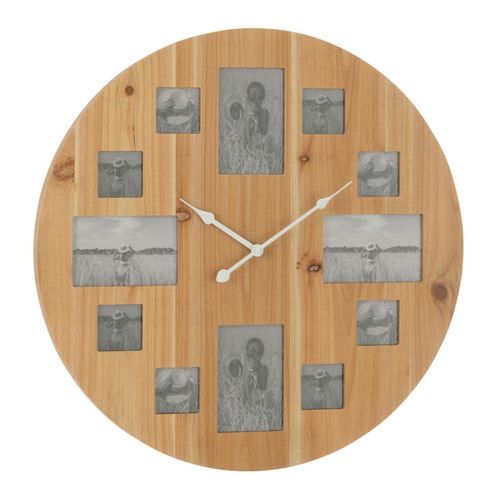 Horloge Murale 12 Photos "juliette" 60cm Naturel