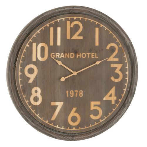 Horloge Murale En Bois "grand Hotel" 58cm Marron