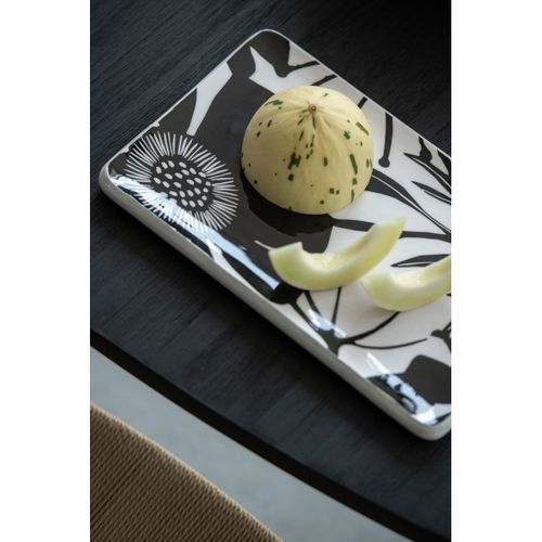 Plat De Présentation En Bois "tod" 40cm Noir et Blanc