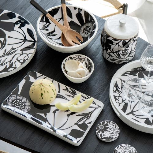 Plat De Présentation En Bois "tod" 40cm Noir et Blanc