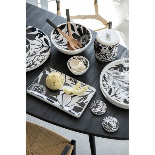 Plat De Présentation En Bois "tod" 40cm Noir et Blanc