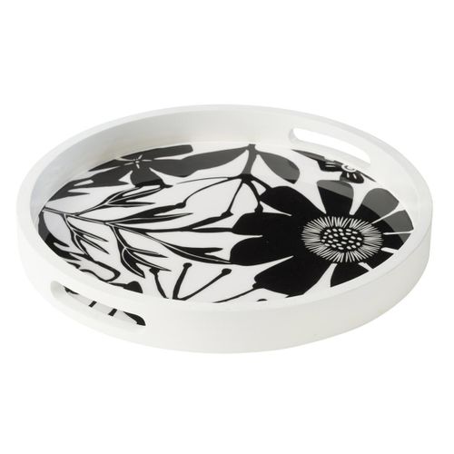 Plateau De Service En Bois "tod" 40cm Noir et Blanc