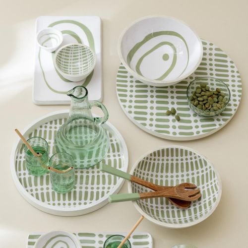 Plateau De Service En Bois "tod" 40cm Vert et Blanc
