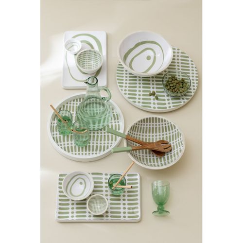 Plateau De Service En Bois "tod" 40cm Vert et Blanc