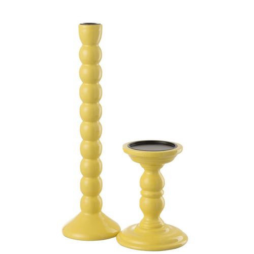 Bougeoir Design En Bois "waldo" 38cm Jaune