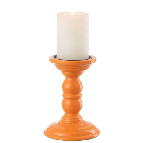 Bougeoir Haltère En Bois "waldo" 17cm Orange
