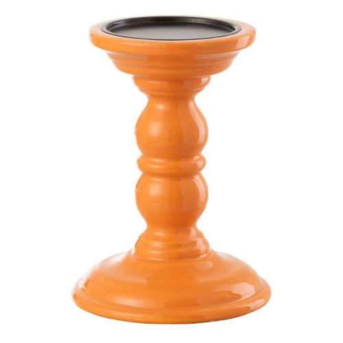 Bougeoir Haltère En Bois "waldo" 17cm Orange