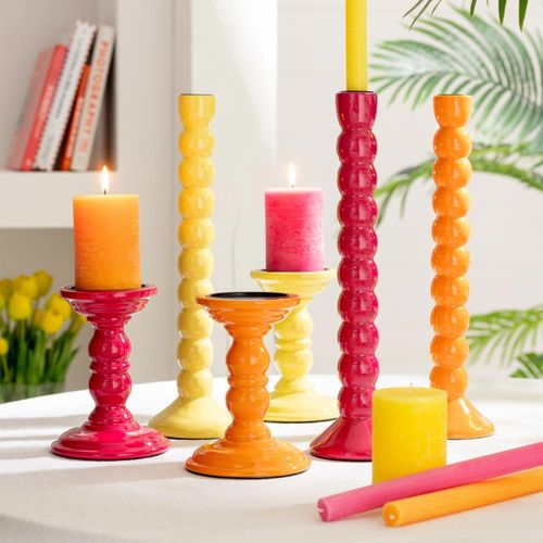 Bougeoir Design En Bois "waldo" 38cm Orange