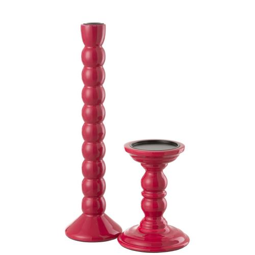 Bougeoir Design En Bois "waldo" 38cm Fuchsia