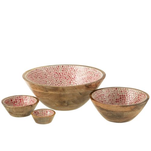 Saladier Mosaïque Cœur En Bois "freddy" 24cm Rose