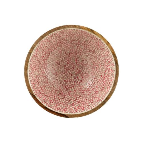 Saladier Mosaïque Cœur En Bois "freddy" 35cm Rose