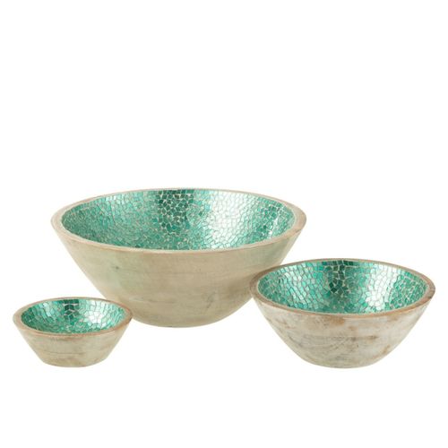 Saladier Mosaïque En Bois "freddy" 24cm Vert