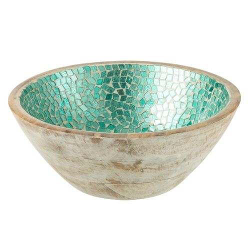Saladier Mosaïque En Bois "freddy" 24cm Vert