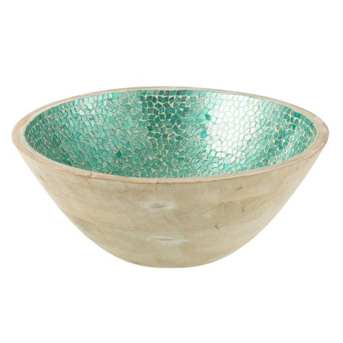 Saladier Mosaïque En Bois "freddy" 35cm Vert