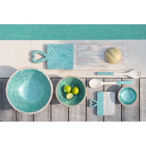 Saladier Mosaïque En Bois "freddy" 35cm Vert