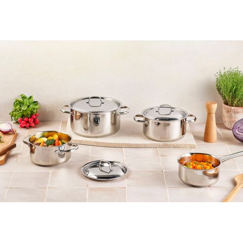 Batterie De Cuisine - Tous Feux Dont Induction - -daily - Acier Inoxydable - 7 Pieces