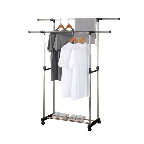 Portant à Vêtements Double Réglable Avec Roulettes  Hg03251