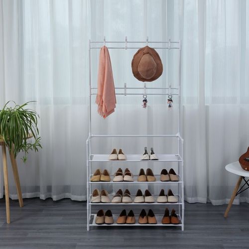 Porte-manteaux D'entrée Avec Étagère à Chaussure à 4 Niveaux  Hg03411