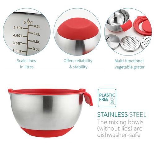 Ensemble De 3 Bols Avec Couvercle Et Râpe  Hg04036