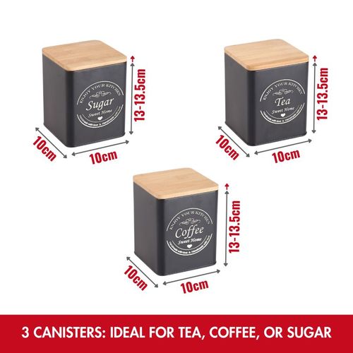 Boîte à Pain Avec Boîtes 4 Pièces Noir  Hg04401