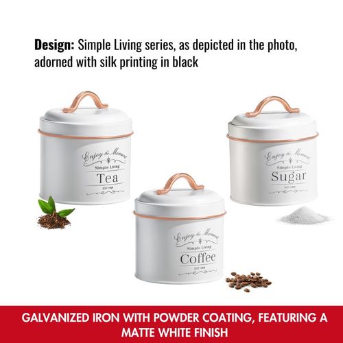 Set De Boîtes De Conserve Vintage 3 Pièces Blanc Bordure Or Rose  Hg04432