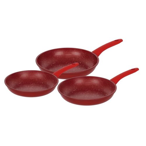 Ensemble De Poêles à Frire Forgées Revêtement En Marbre Rouge 3 Pièces  Hg04807-red