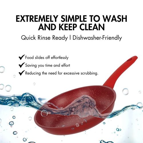 Ensemble De Poêles à Frire Forgées Revêtement En Marbre Rouge 3 Pièces  Hg04807-red