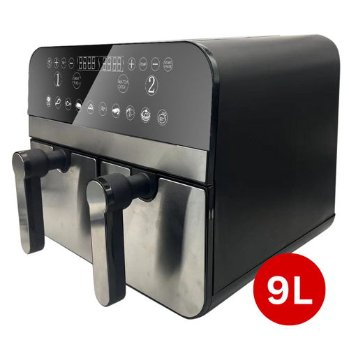 Friteuse à Air Chaud Airfryer Numérique Double Panier 2400w Acier Inoxydable 9l  Cn-afd45ns