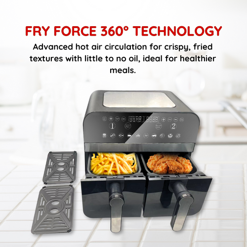 Friteuse à Air Chaud Airfryer Numérique Double Panier Noire 2400w 9l  Cnafd45nb