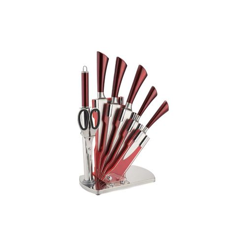 Set De Couteaux Avec Support 8 Pieces Royaltyline Rlkss804-red