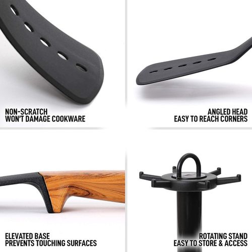 Set D'ustensiles De Cuisine 7 Pièces Aspect Bois  Rlu03