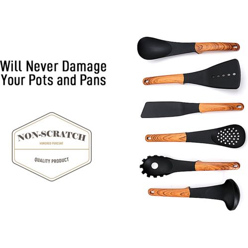 Set D'ustensiles De Cuisine 7 Pièces Aspect Bois  Rlu03