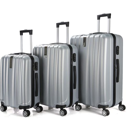 Set 3 Valises 36-67-98 Litres Abs Avec 4 Roulettes Argenté  Rllts18706-sil