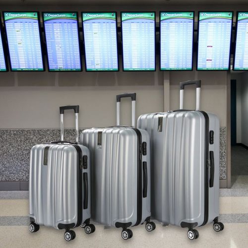 Set 3 Valises 36-67-98 Litres Abs Avec 4 Roulettes Argenté  Rllts18706-sil