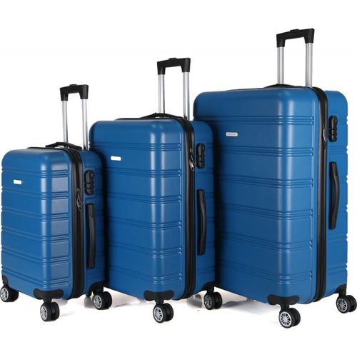 Set 3 Valises 36-67-98 Litres Abs Avec 4 Roulettes Bleu  Rllts18705-blu