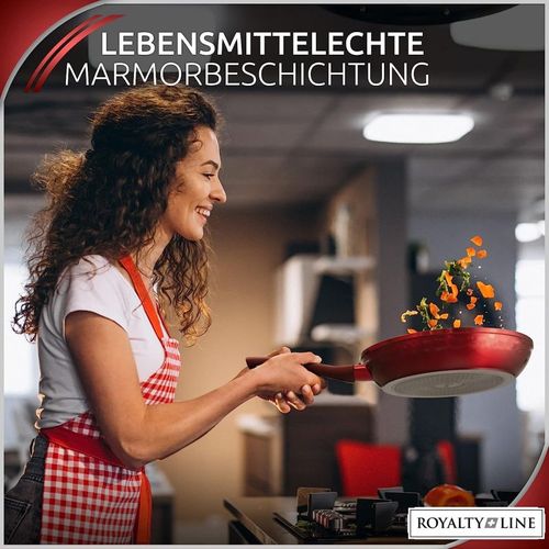 Set 3 Poêles Revêtement Marbre Rouge Royaltyline Rlfm3-red