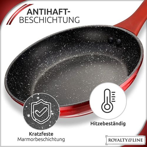 Set 3 Poêles Revêtement Marbre Rouge Royaltyline Rlfm3-red