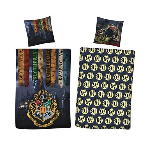 Parure De Lit Simple - Harry Potter,poudlard Et La Gare 9 : 3/4 - 140 Cm X 200 Cm