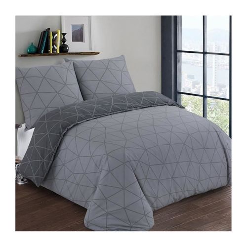 Parure De Couette 100% Coton Hugo Anthracite 240x260 cm