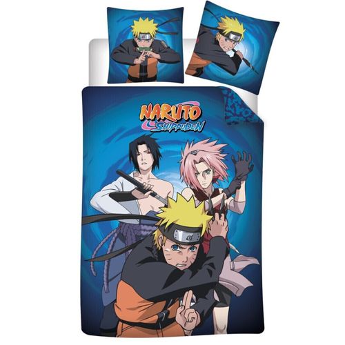 Parure De Lit Réversible Naruto - Naruto Avec Sasuke Et Sakura - 140 Cm X 200 Cm