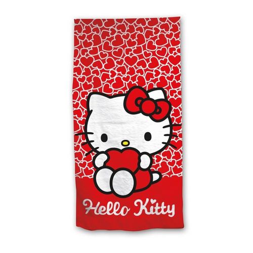Serviette De Plage - Hello Kitty Coeur - 70x140 Cm